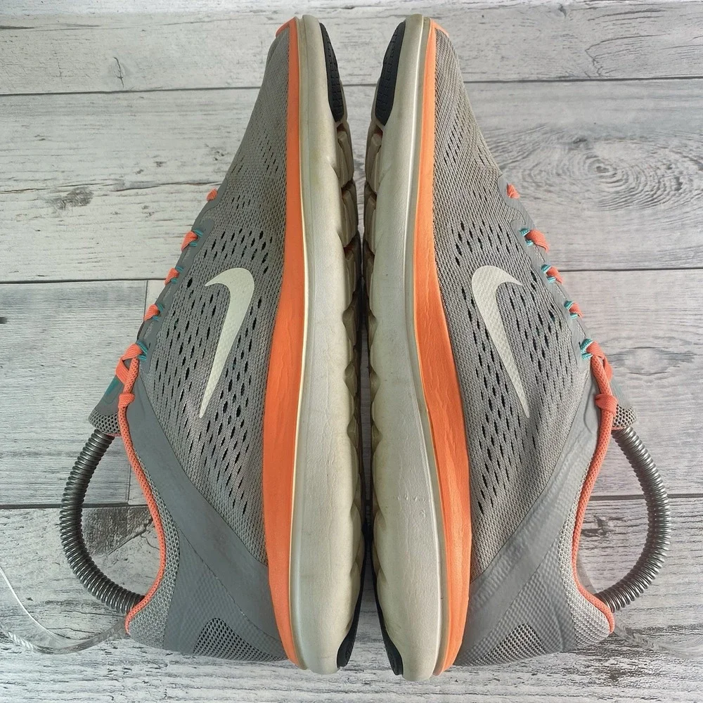 Nike Flex 2016 Run Shoes Womens 8 Gray Orange Athletic Running Road Racing Nice